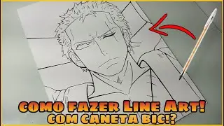 inacreditável! Como fazer Line Art com caneta Bic ( Line Art zoro )