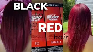 LOREAL HICOLOR MAGENTA mixed with LOREAL HICOLOR RED | Black to Red Hair NO BLEACH | NO TALKING!