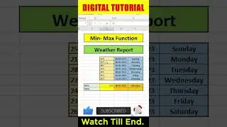 How to use MIN - MAX Function together in Excel | Digital Tutorial | Excel Tutorial ❤️❤️❤️