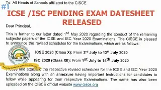 ICSE BOARD PENDING EXAM DATESHEET 2020 | ICSE /ISC CLASS X AND XII