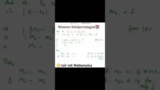 Riemann Stieltjes Integral #riemannsums #csirnetmaths #realanalysis #viralmathematics