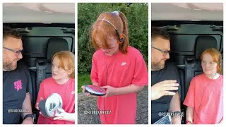 Daughter reacts to old school CD player
