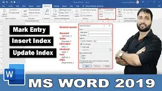 Microsoft Word 2019-How to use Mark Entry, Insert Index  & Update Index other options in Hindi
