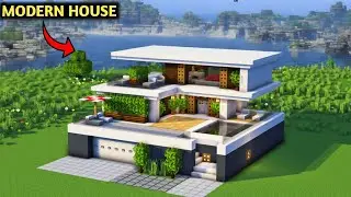Easy small modern house || How to build modern house #minecraft