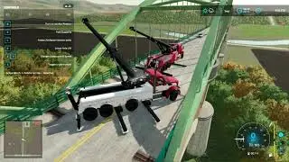 fs22 tow truck recover ( truck went over bridge )