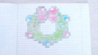 как нарисовать новогодний венок по клеточкам