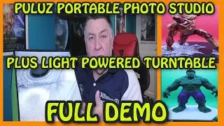 PULUZ FOLDABLE PHOTO STUDIO WITH LEDS PLUS LIGHT POWERED TURNTABLE WITH LEDS FULL DEMO