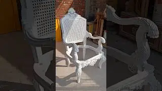 Cane Chair White Color Handcrafted French Design by Royalzig 