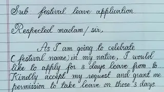 festival leave application// Pongal leave letter// writing festival leave application in English