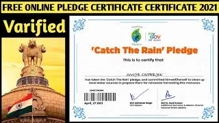 Catch The Rain Pledge Certificate | Mygov Free Certificate | Online Course | Free Certificate | 2021