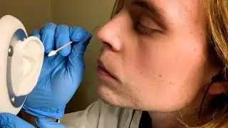 ASMR Detailed Ear Exam & Up Close Whispering (ear cleaning, doctor roleplay, ear to ear)