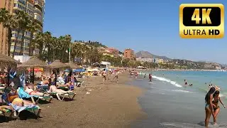 Malaga Beach Walk [4K] 🌞 Costa Del Sol 🌞 Spain Beach August 2022 | Playa De La Malagueta 🅼🅰🅻🅰🅶🅰