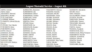 August Shotsuki Hoyo (monthly memorial) Service 2024