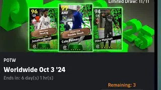 Potw, Worldwide Oct 3,24 pack opening in efootball 2025 | Potw pack opening 2025