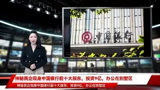 神秘民企现身中国银行前十大股东，投资9亿，办公在别墅区