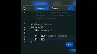 Day 6 of series||How to write a c++ program to check whether given character is vowel or consonant.|