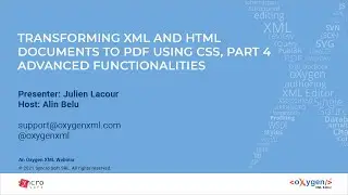 Webinar: Transforming XML and HTML documents to PDF using CSS, Part 4 – Advanced functionalities