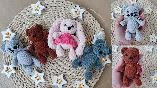 Tutorial Small crocheted amigurumi toys, crocheted cat, and bear keychains (part 2).