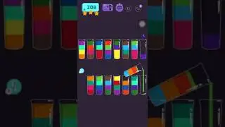 Cups - water sort puzzle | level 208 | ⭐️⭐️⭐️