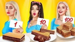 Thử Thách 100 Lớp Đồ Ăn | Ăn 1 VS 100 Lớp Sô Cô La bởi RATATA POWER