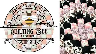 Pink cow biscuit quilt / puff quilt / girl quilt / free motion embroidery / Quilting Bee Creations