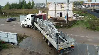 Отгрузка стропильных рам ЛСТК в сборе