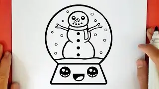 HOW TO DRAW A CUTE CHRISTMAS SNOW GLOBE