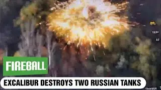 Ukrainian excalibur destroys two Russian tanks