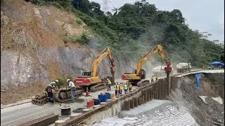 Update on the Jomba stone route today ❗️The bored pile was targeted for the DPT Project & was dam...