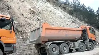 Clearing the landslide.