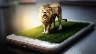 Lion 3d pop-out from Mobile Effect | Photoshop Manipulation Tutorial | Digital Art | HGraphicsPro