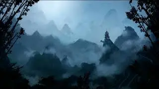 mountain top temple clouds smoke 4k live wallpaper