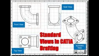 Standard Views in CATIA V5 I drafting I Drawing I Front View I Projection view I Title block
