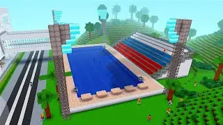High School in Block Craft 3D - Swimming Pool