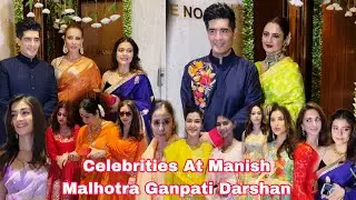 Celebrities At Manish Malhotra Ganpati Darshan Rekha Ji Kajol Lulia Shanaya Khushi Pooja Shamita ❤️🫶
