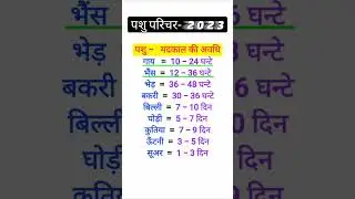 पशु परिचर महत्वपूर्ण प्रश्न | pashu parichar gk class | पशु मदकाल अवधि #pashuparichar
