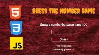 Make a number guessing game using html css and Javascript