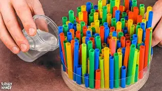 500 Plastic Straw Sphere Lamp DIY | Epoxy Resin Project