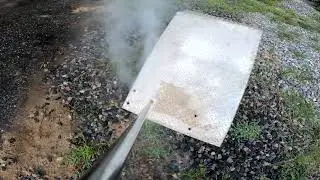 Power washing a truck fender