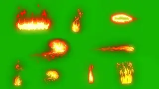 Cartoon fire Green screen 