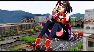 【Giantess MMD】空色町に現れた巨大キタちゃん