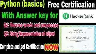 HackerRank free Certification | python (Basics) Certification | Free Certificate