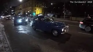 Christmas Car Cruise in Sweden (Lucia Crusing Stockholm 2018)