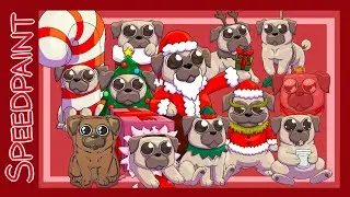 Christmas Pugs | Speedpaint