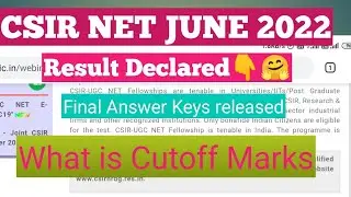 csir net result | csir net life sciences result|cutoff | csir net cutoff JRF LS  june 2022