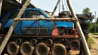 Постройки гусеничного вездехода часть 8,первая примерка двигателя.