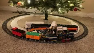Running Lego Trains Around a Christmas Tree