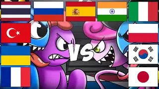 Poppy Playtime and Rainbow friends in different languages meme
