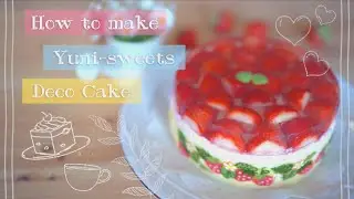 How to make strawberry design deco cake! | yunisweets Deco Cake