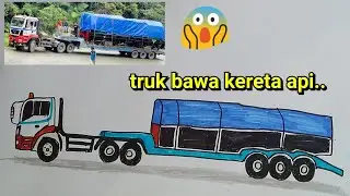 truk man trailer angkut gerbong kereta - cara menggambar truk